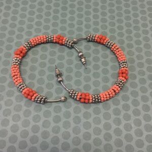 Orange Beaded Earrings 